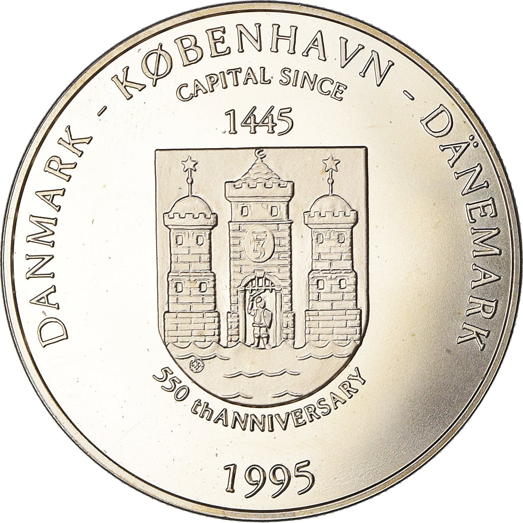 Danimarca, 5 Ecu, Kobenhaun, 550th Anniversary, 1995, FDC, Rame-nichel
