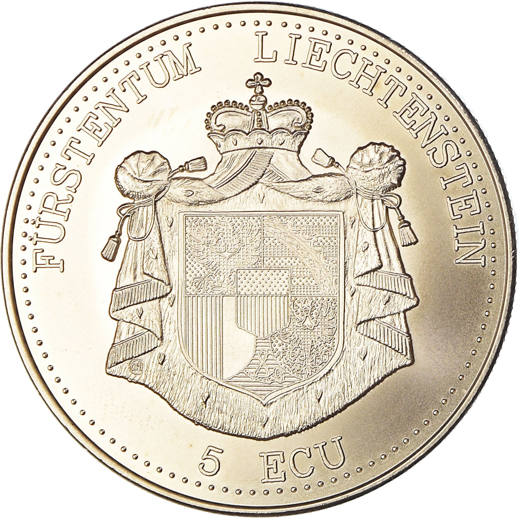 Liechtenstein, 5 Ecu, 1993, Schloss Gutenberg, STGL, Kupfer-Nickel