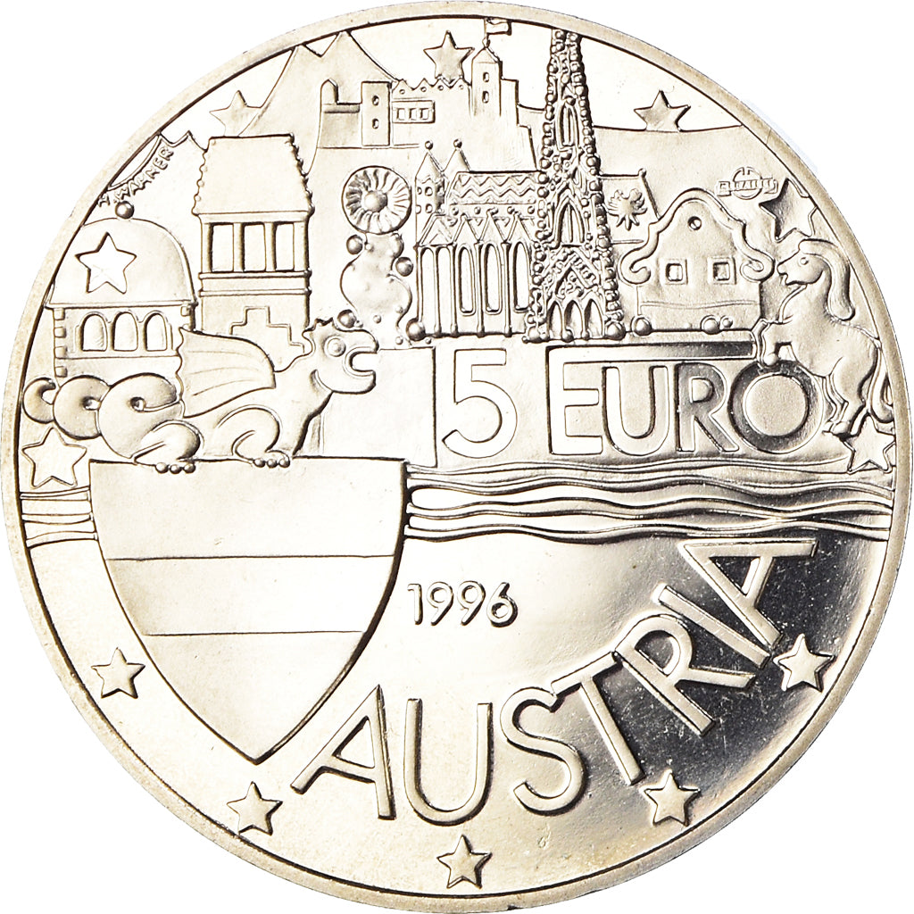 Austria, Token, European coinage test, 5 euro, History, 1996, MS(64)