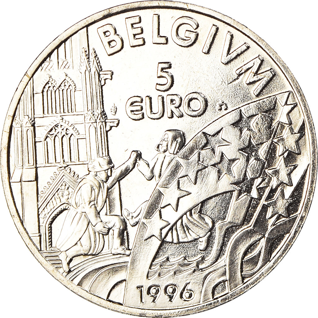 België, 5 Euro, 1996, Albert II, FDC, Cupro-nikkel