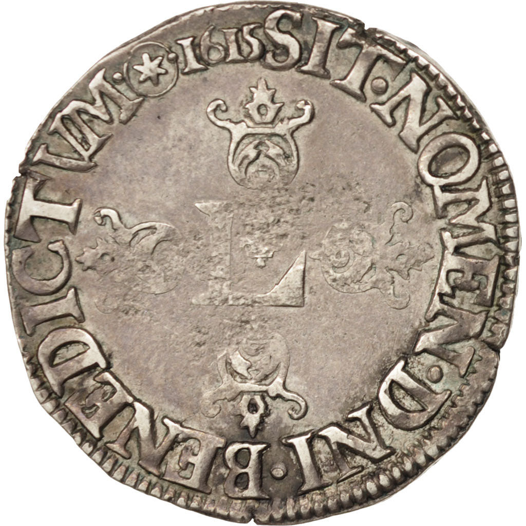 Coin, France, Louis XIII, 1/2 Franc, grosse tête laurée au col fraisé, 1/2