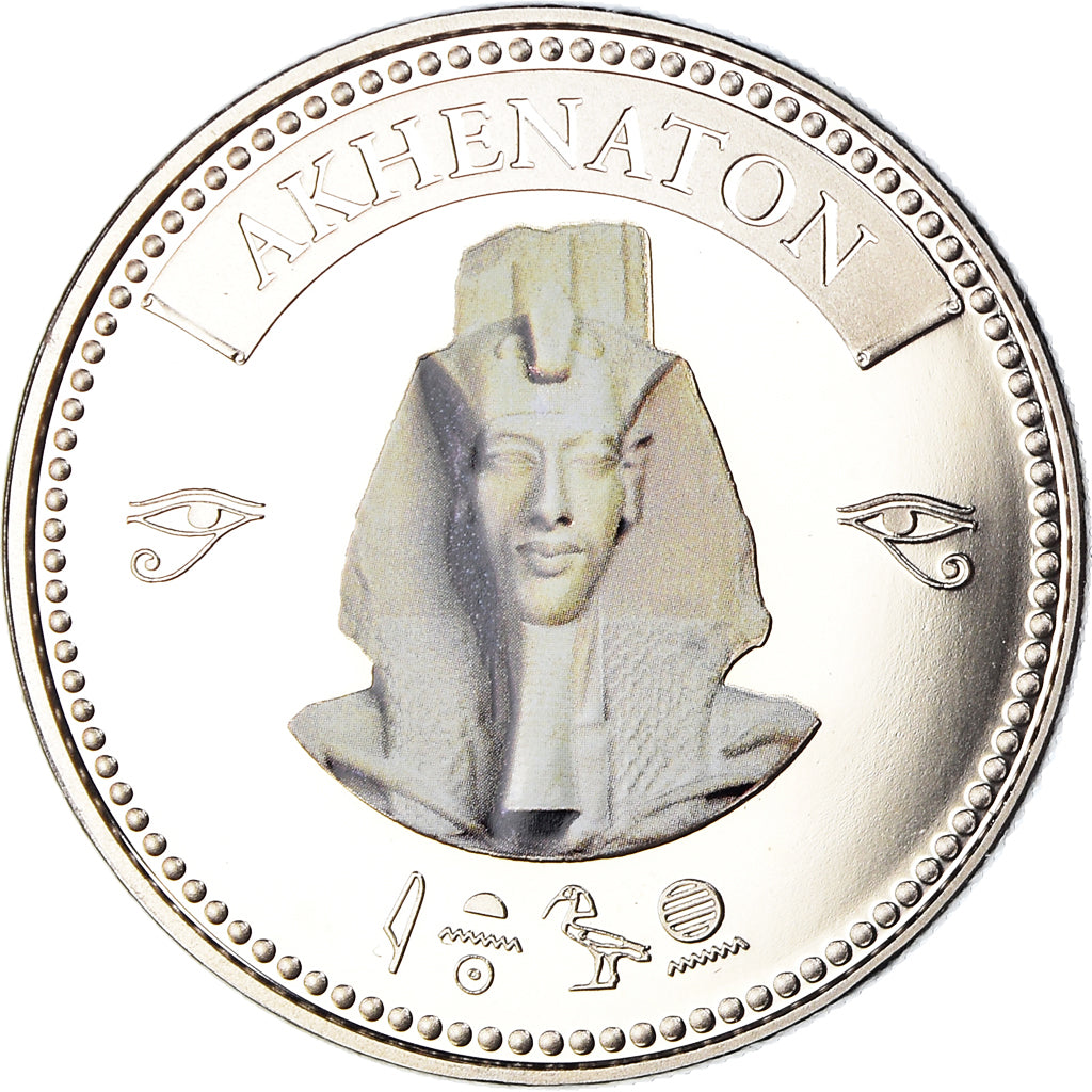 Egypt, Medal, Trésors d'Egypte, Akhenaton, History, MS(65-70), Copper-nickel