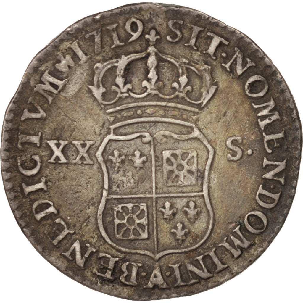 France, Louis XV, 1/6 Écu (XX – S) de France-Navarre, 1719, Paris, Gadoury 295