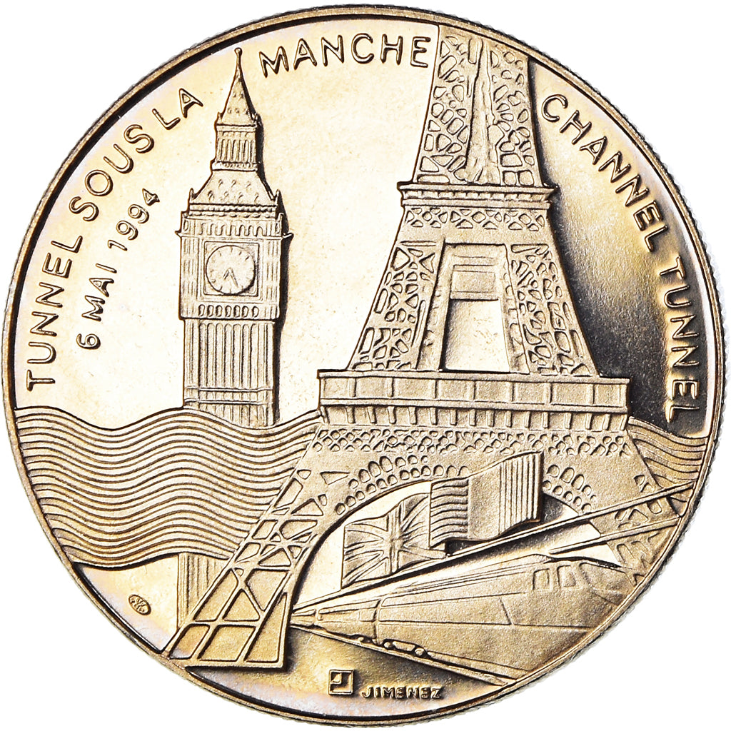 France, Medal, Tunnel sous la Manche, Elisabeth II-François Mitterrand, 1994