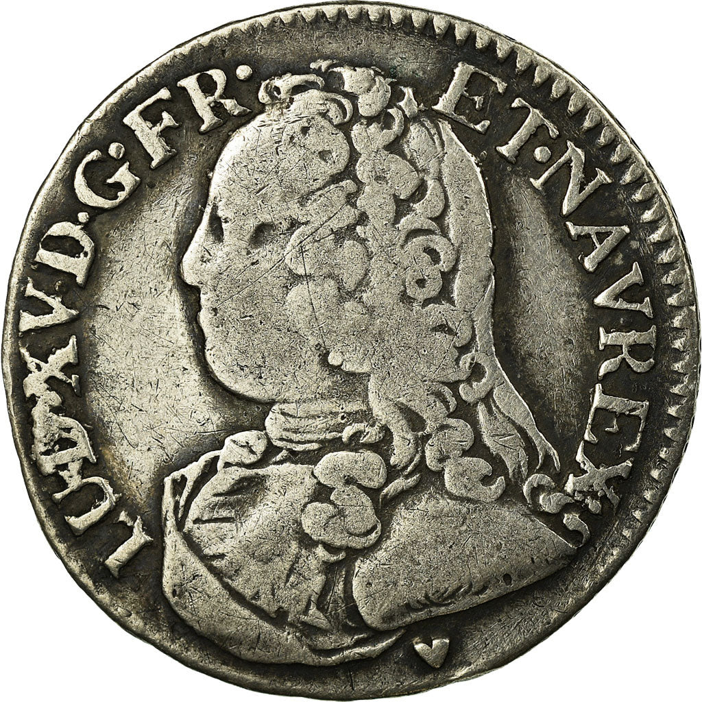 Coin, France, Louis XV, 1/5 Écu aux branches d'olivier, 24 Sols, 1/5 ECU, 1726