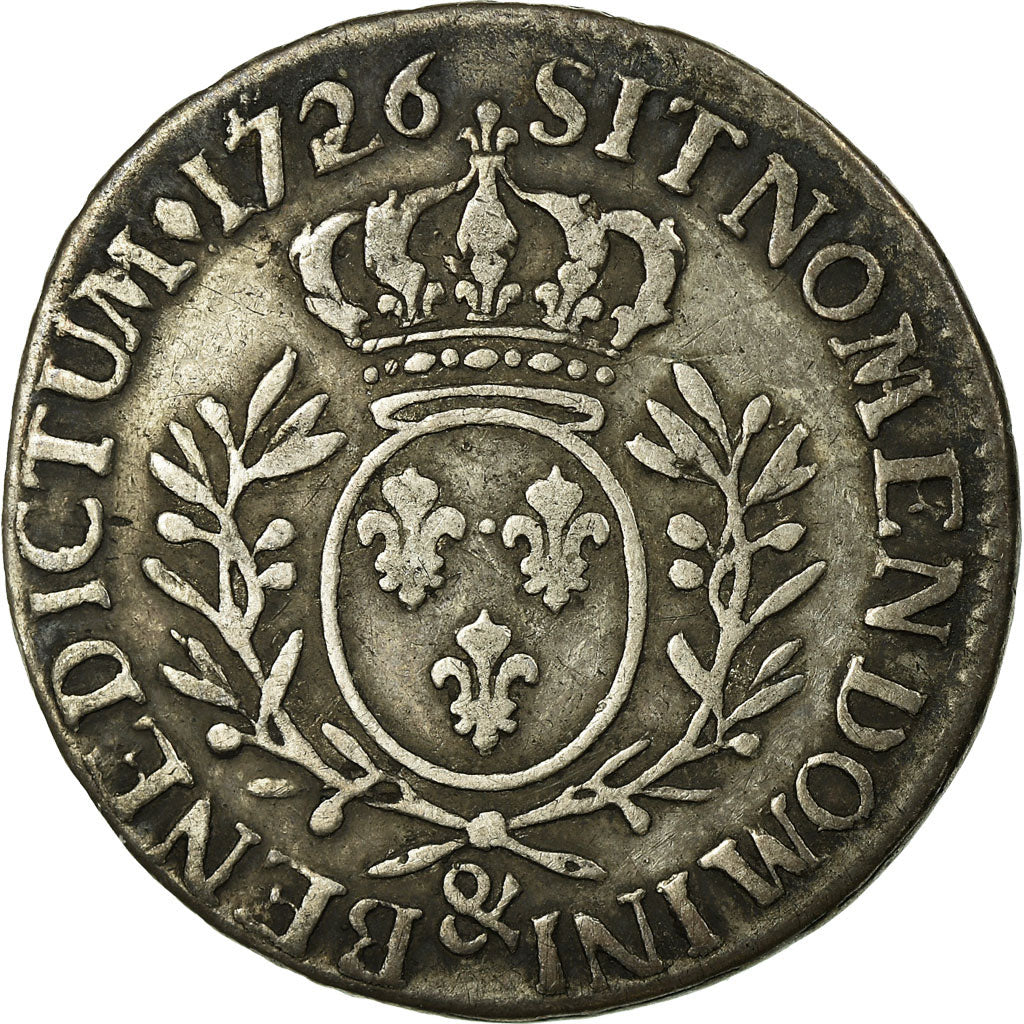 Coin, France, Louis XV, 1/5 Écu aux branches d'olivier, 24 Sols, 1/5 ECU, 1726