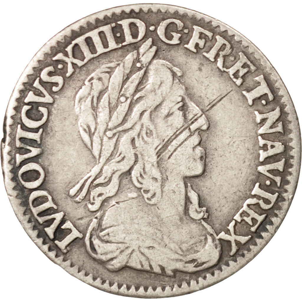France, Louis XIII, 1/12 Ecu, 1643, Paris, VF(20-25), Silver, Gadoury:46