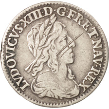 France, Louis XIII, 1/12 Ecu, 1643, Paris, VF(20-25), Silver, Gadoury:46