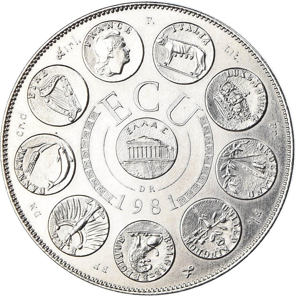 Francia, medalla, Ecu Europa, Europe Assise, Politics, 1981, Fautée, FDC, Cobre