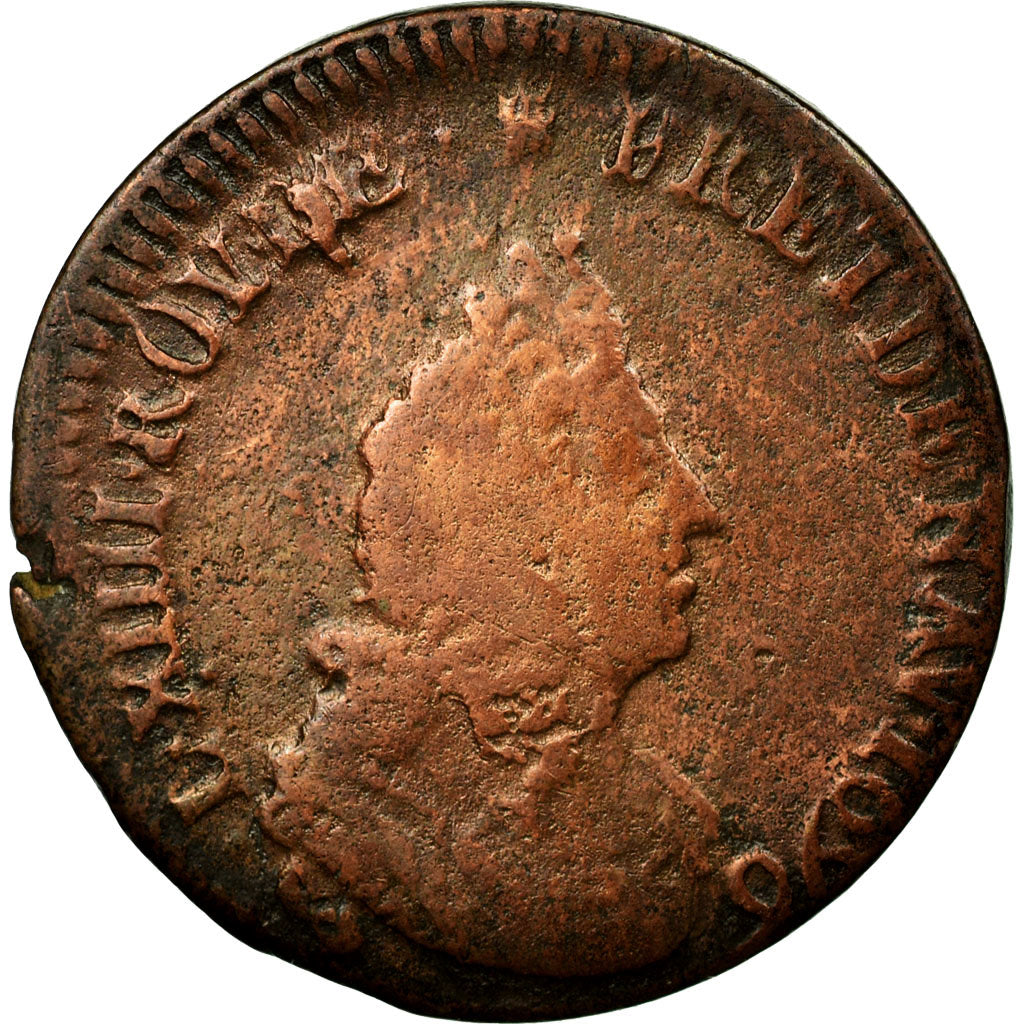 Coin, France, Louis XIV, Liard de France au buste âgé, troisième type, Liard