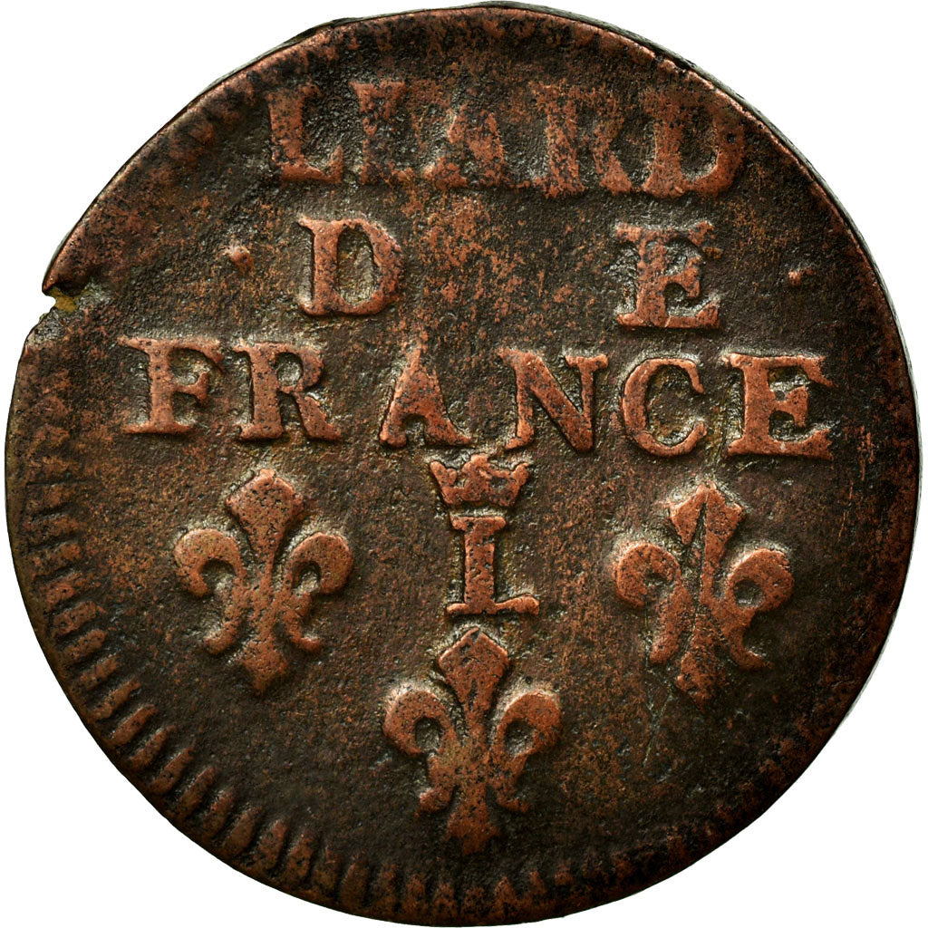 Coin, France, Louis XIV, Liard de France au buste âgé, troisième type, Liard