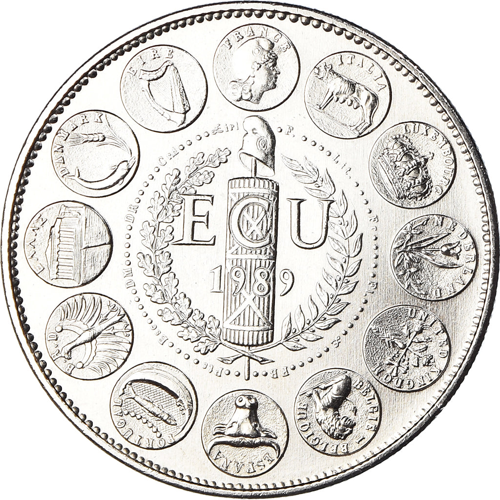 Frankrijk, Medaille, Ecu Europa, Marianne, Politics, 1989, FDC, Cupro-nikkel