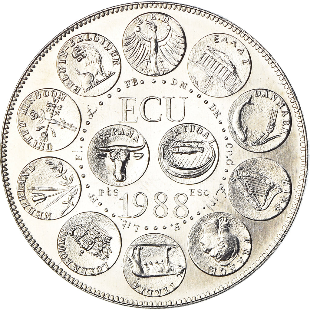 Francja, medal, Ecu Europa, Marianne, Politics, 1988, MS(65-70), Miedź-Nikiel