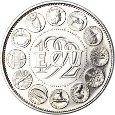 França, medalha, Ecu Europa, Marianne, Politics, 1992, MS(65-70), Cobre-níquel
