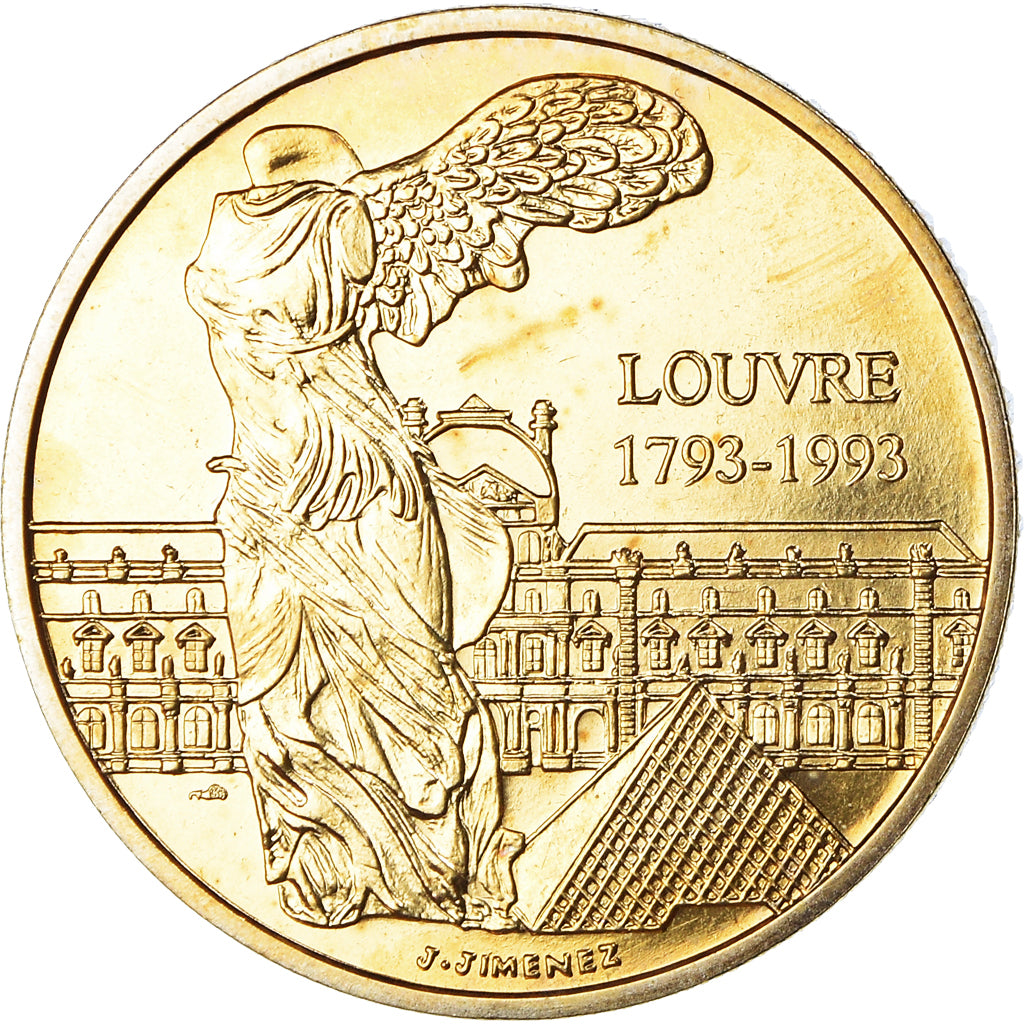 França, medalha, Europa, Le Louvre, 1993, MS(65-70), Cobre-Níquel Dourado