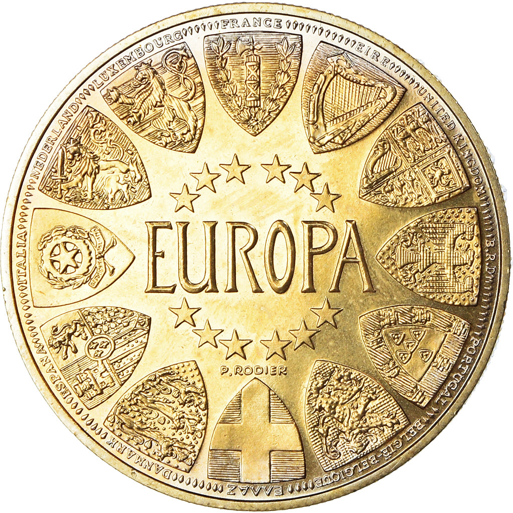 França, medalha, Europa, Le Louvre, 1993, MS(65-70), Cobre-Níquel Dourado