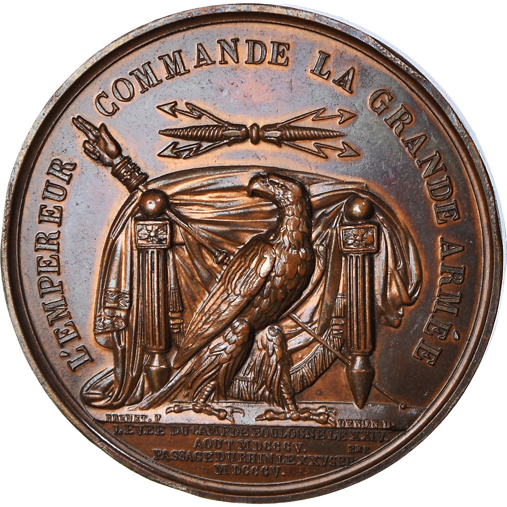 France, Medal, Napoléon Ier, Levée du Camp de Boulogne, History, 1806, Denon /