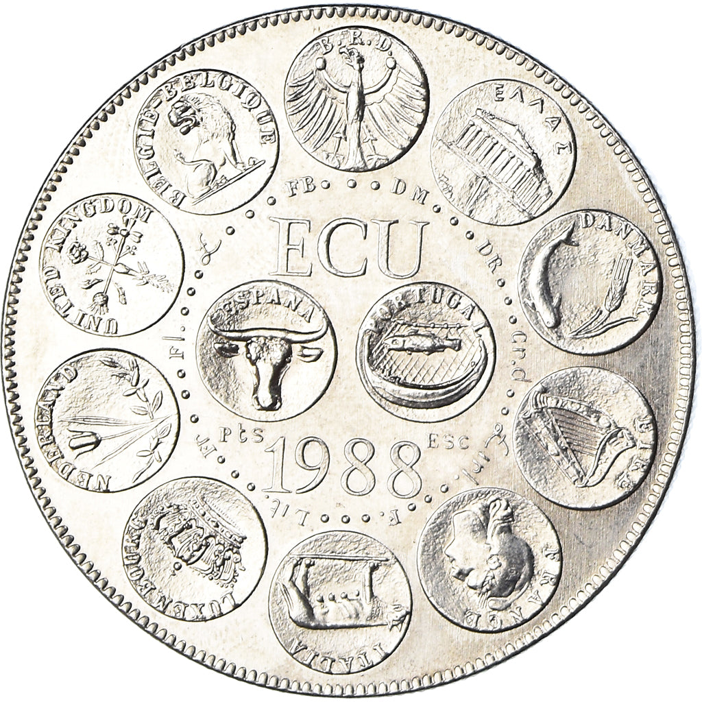 Frankrijk, Medaille, Ecu Europa, Marianne, Politics, 1988, UNC-, Cupro-nikkel