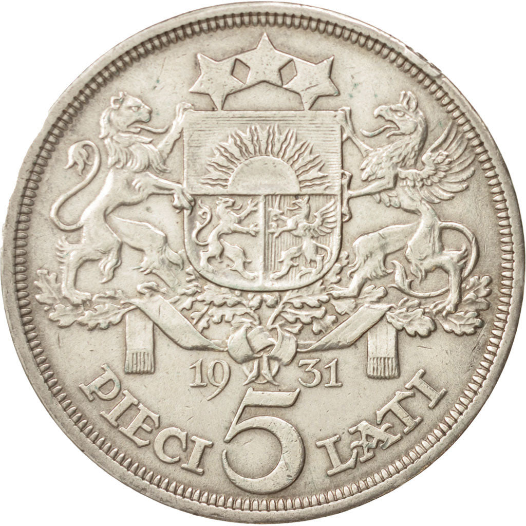 Latvia, 5 Lati, 1931, EF(40-45), Silver, KM:9