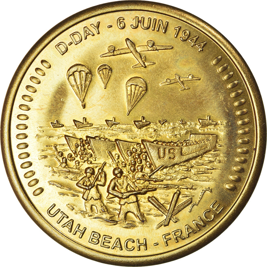 França, medalha, D-Day, Utah Beach, Collection Européenne, MS(63), Cobre