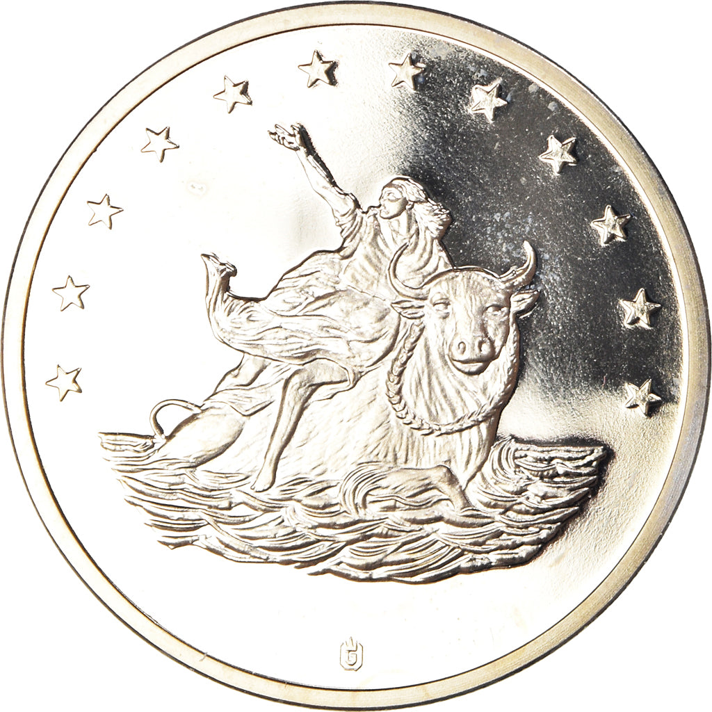 França, medalha, 10 Euro Europa, Politics, 1998, MS(64), Prata Cromada a Cobre