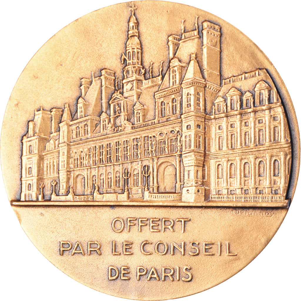 France, Medal, Conseil de Paris, Dammann, Marianne, Art deco, MS(63), Bronze