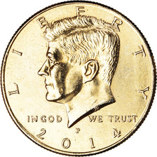 Monnaie, États-Unis, Half Dollar, 2014, Philadelphie, SPL, Métal doré