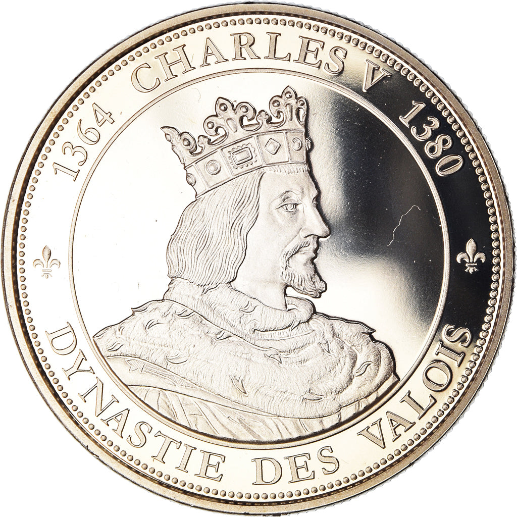 Francja, medal, Les Rois de France, Charles V, Historia, MS(65-70)