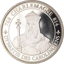 Francia, medaglia, Les Rois de France, Charlemagne, History, FDC, Rame-nichel