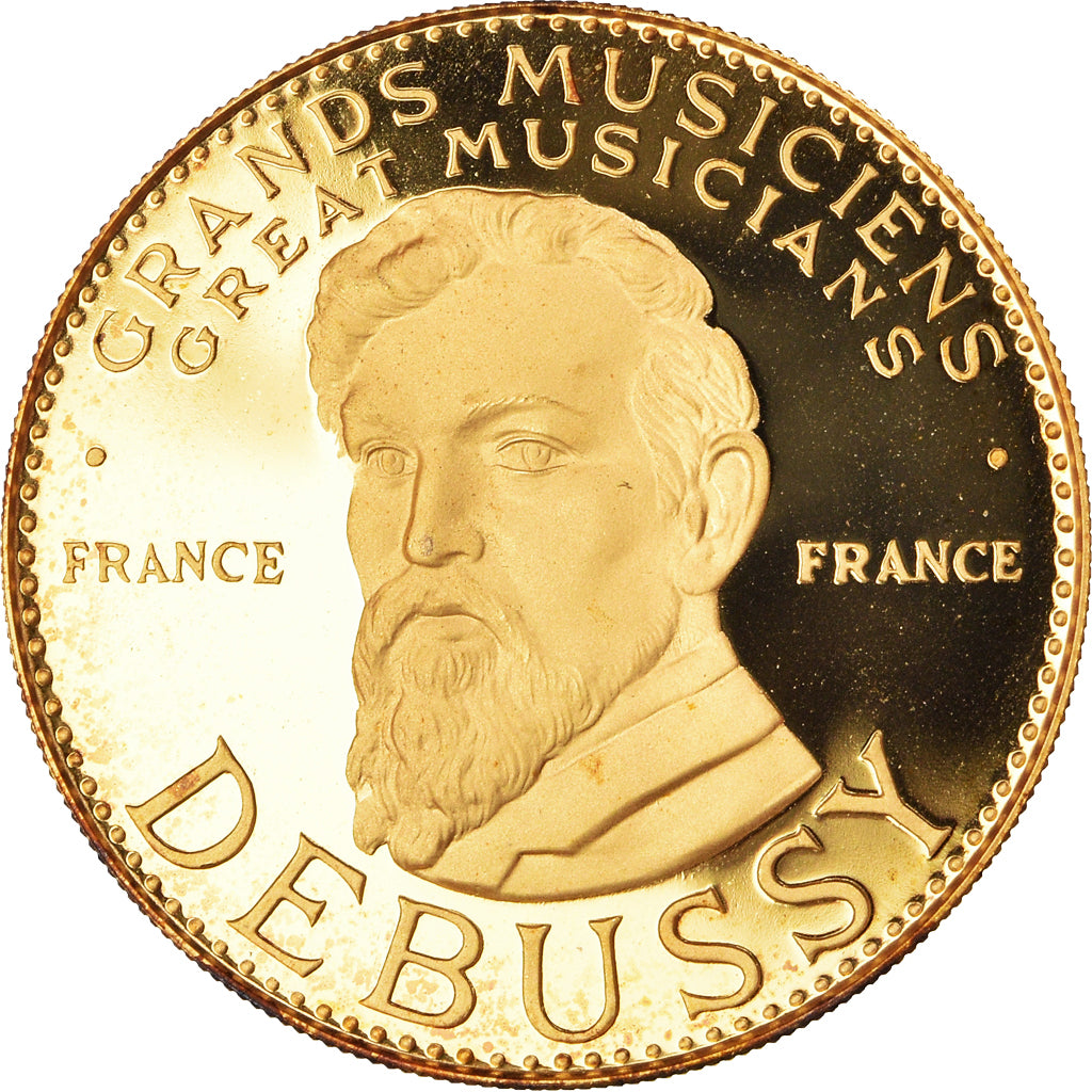 Francia, medaglia, Claude Debussy, Musique, 1991, Proof, FDC, Vermeil