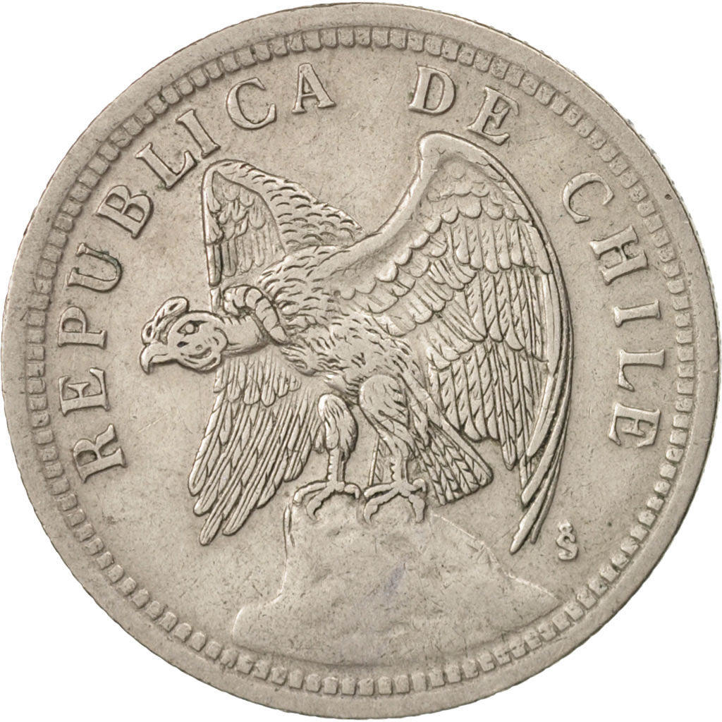 Chile, Peso, 1933, Santiago, EF(40-45), Copper-nickel, KM:176.1