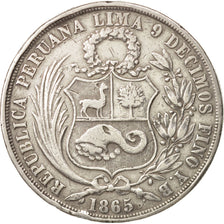 Peru, SOUTH PERU, Sol, 1865, Lima, VF(30-35), Silver, KM:196.1