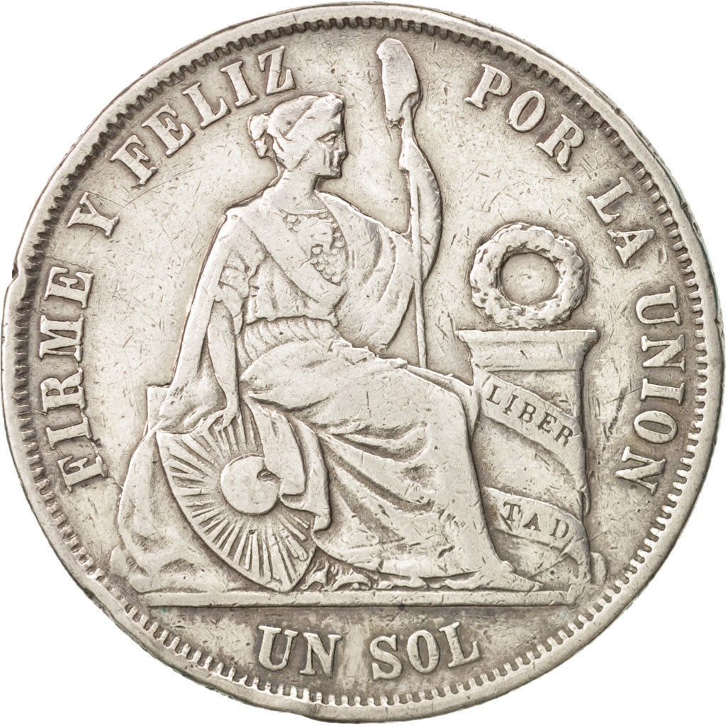 Peru, SOUTH PERU, Sol, 1865, Lima, VF(30-35), Silver, KM:196.1
