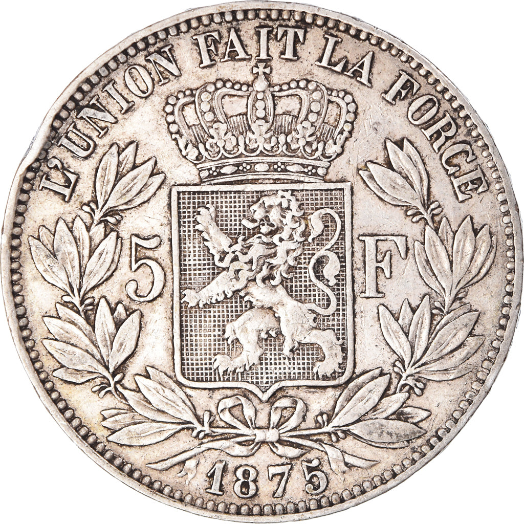 Coin, Belgium, Leopold II, 5 Francs, 5 Frank, 1875, VF(30-35), Silver, KM:24