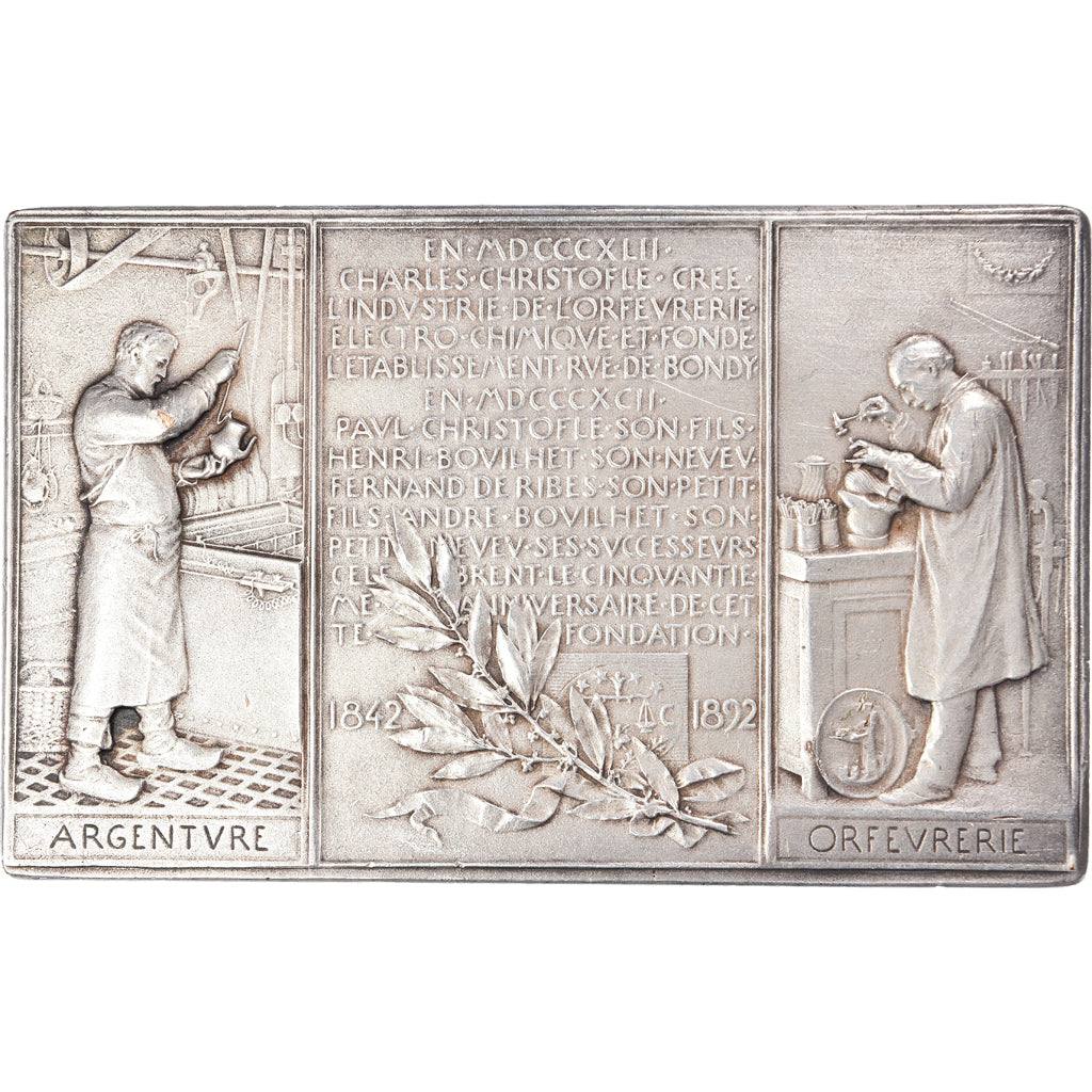 France, Medal, Cinquantenaire des Etablissements Christofle, 1892, O.Roty
