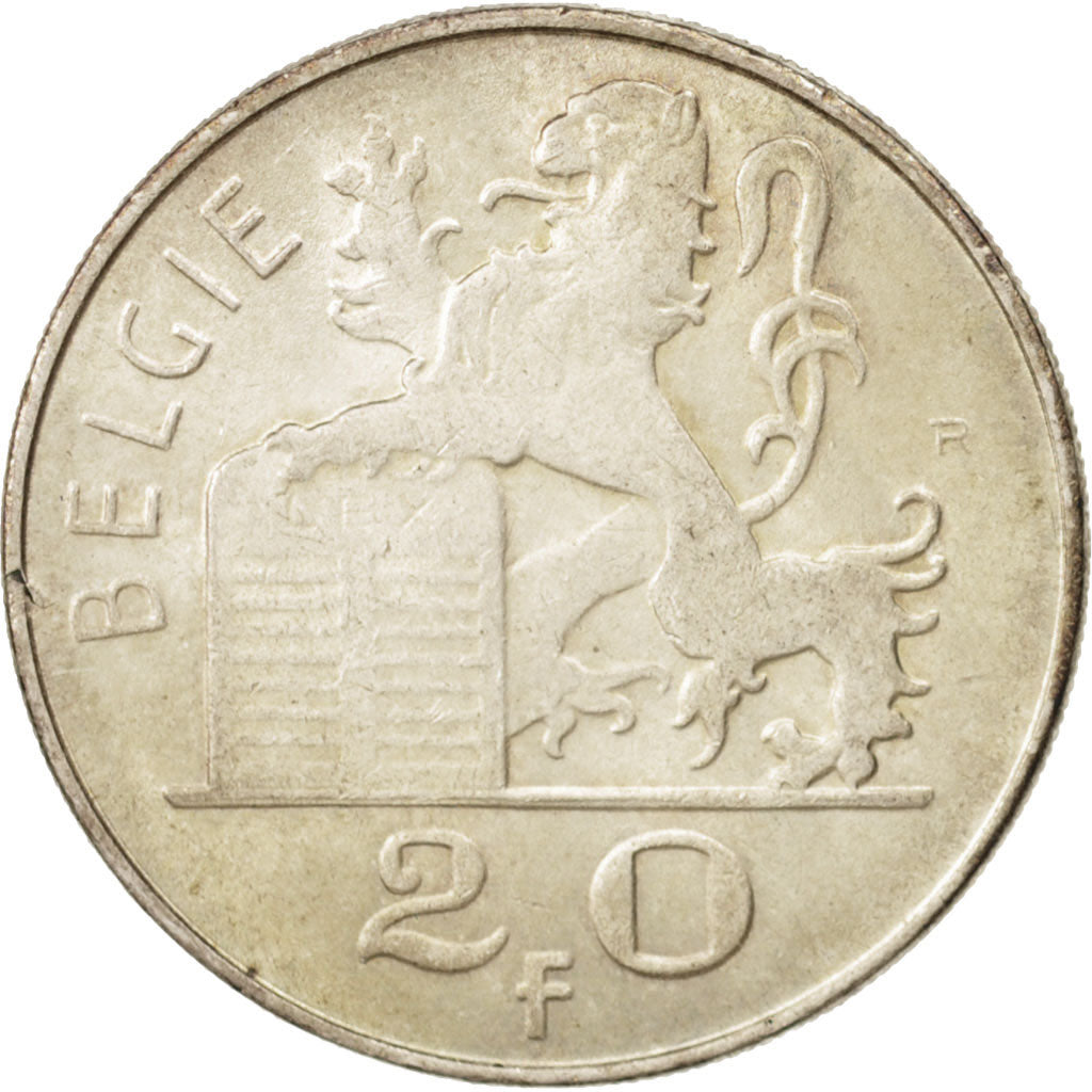 Belgium, 20 Francs, 20 Frank, 1951, AU(50-53), Silver, KM:141.1