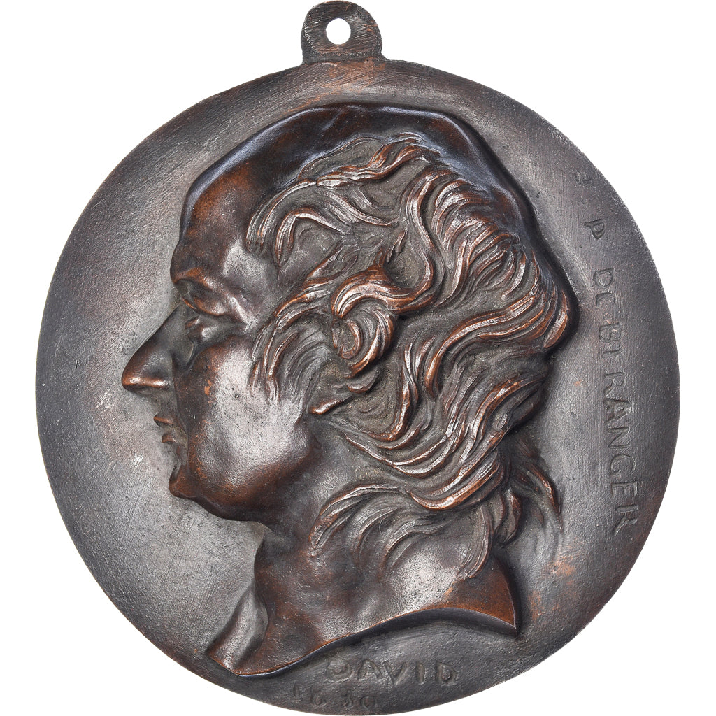 Francja, medal, Pierre Jean de Béranger, 1830, David, AU(55-58), Galvanoplastie