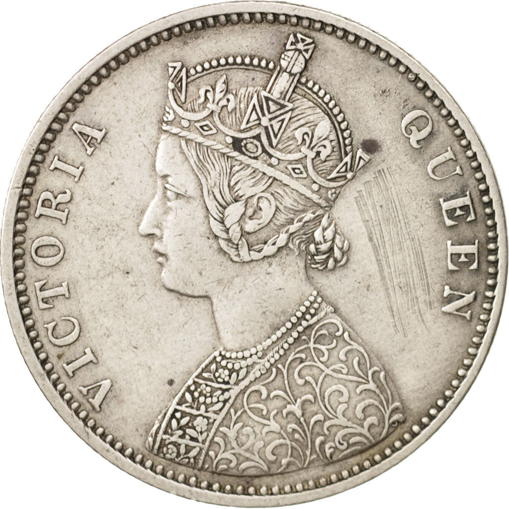 INDIA-BRITISH, Victoria, Rupee, 1876, Bombay, EF(40-45), Silver, KM:473.2