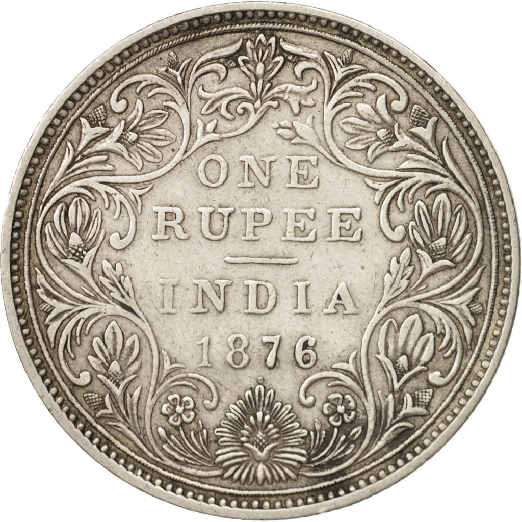 INDIA-BRITISH, Victoria, Rupee, 1876, Bombay, EF(40-45), Silver, KM:473.2