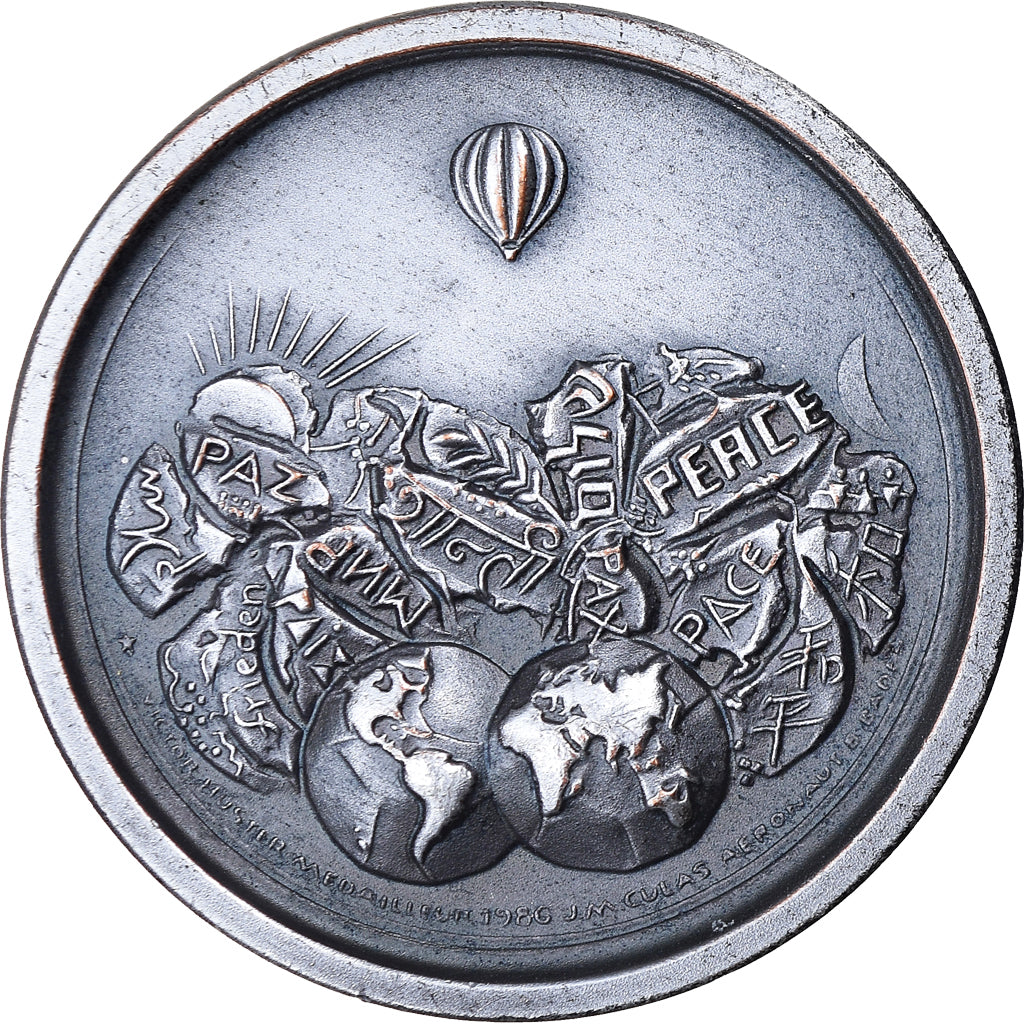 Francia, medaglia, Le Ballon de la Paix, Politics, Society, War, 1986, Culas