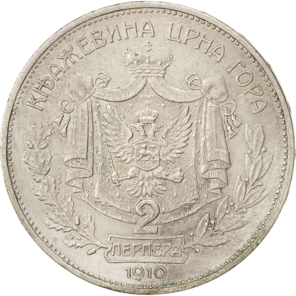 Montenegro, Nicholas I, 2 Perpera, 1910, EF(40-45), Silver, KM:7