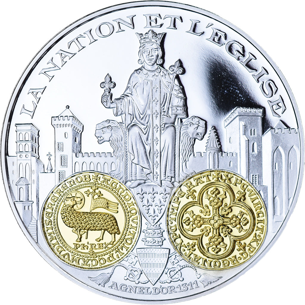 France, Medal, 2000 Ans d'Histoire Monétaire, Agnel d'Or, MS(65-70), Silver