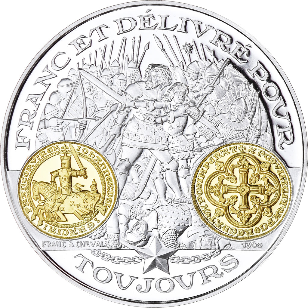 France, Medal, 2000 Ans d'Histoire Monétaire, Franc à Cheval, MS(65-70)