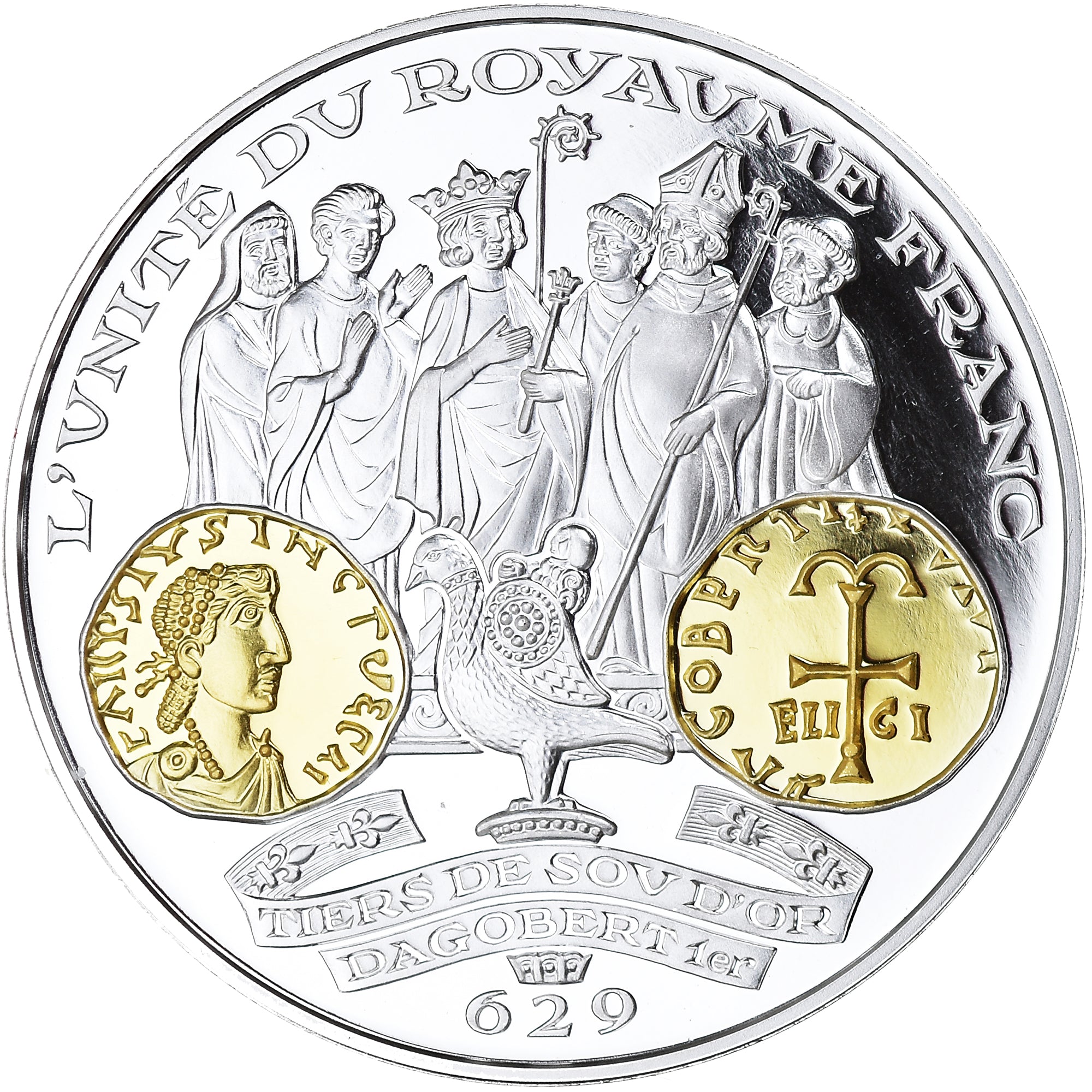 France, Médaille, Histoire Monétaire, Tiers de Sou, Dagobert Ier, FDC, Argent