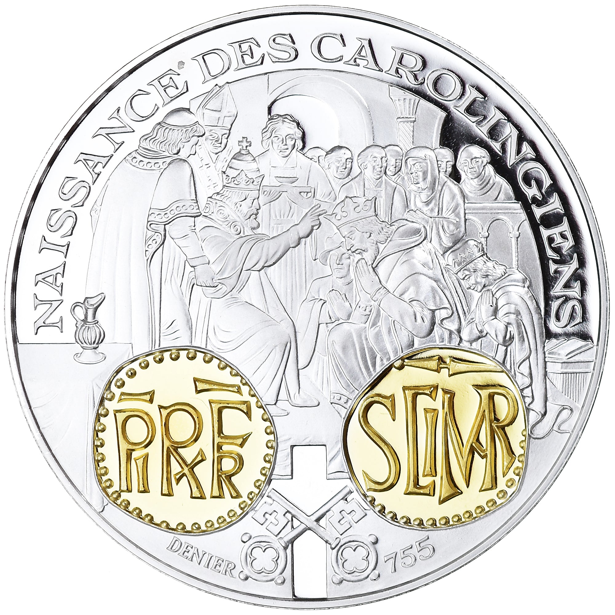 France, Medal, Histoire Monétaire, Denier Carolingien, MS(65-70), Silver