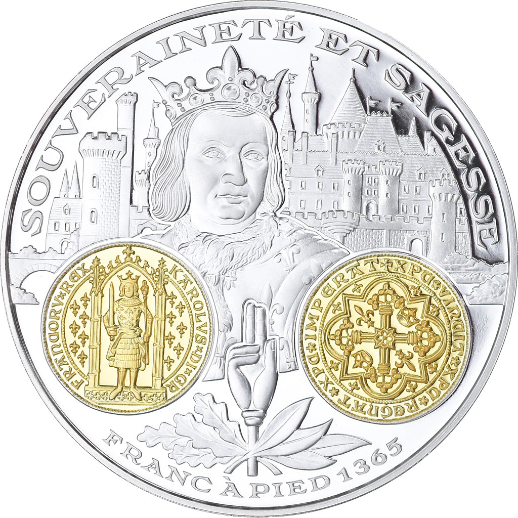 France, Médaille, Histoire Monétaire, Franc à Pied, Charles V, FDC, Argent