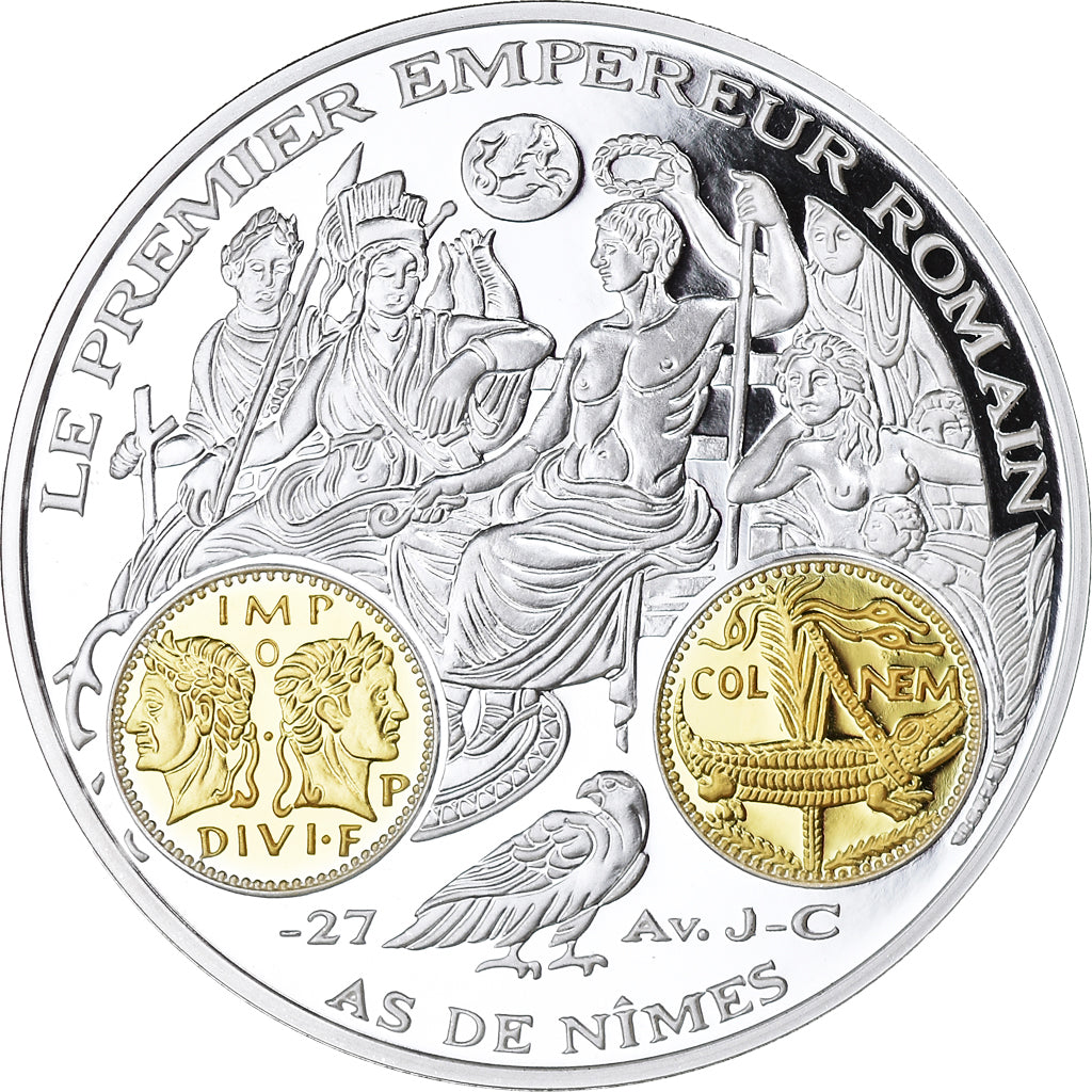 Francia, medaglia, Histoire Monétaire, As de Nimes, FDC, Argento