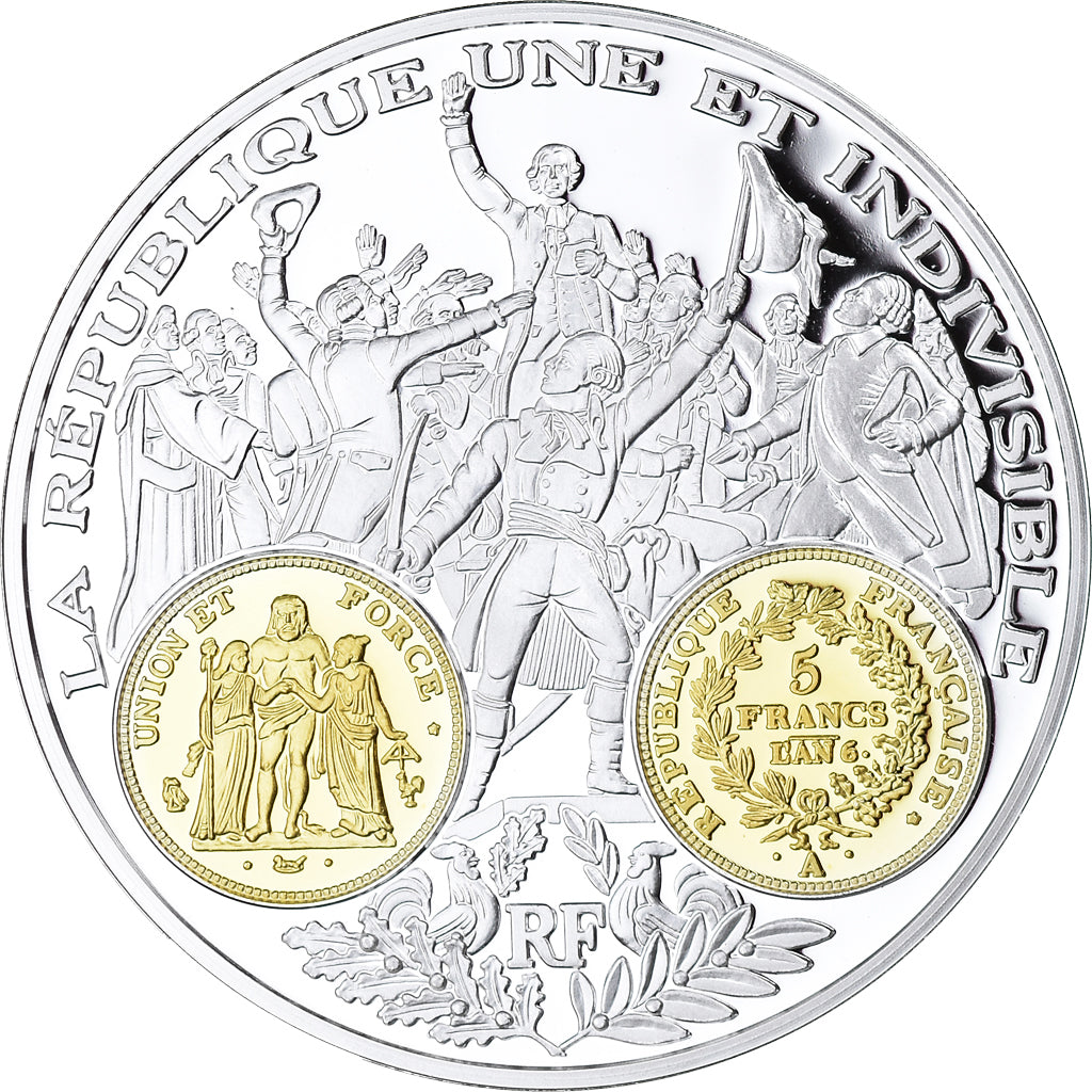 Francja, medal, Histoire Monétaire, 5 Francs Union et Force, MS(65-70), Srebro