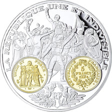 Francja, medal, Histoire Monétaire, 5 Francs Union et Force, MS(65-70), Srebro