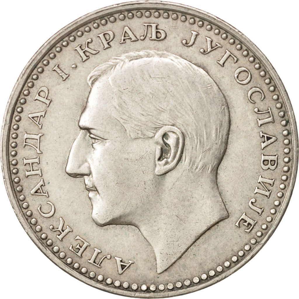 Yugoslavia, Alexander I, 50 Dinara, 1932, London, AU(50-53), Silver, KM:16